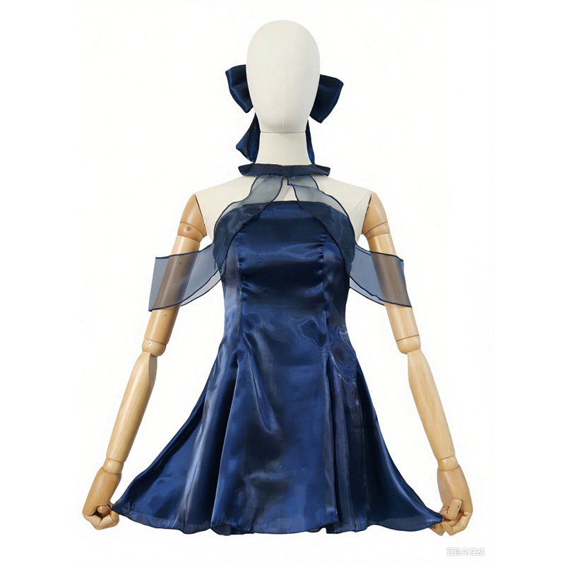 Anime Cosplay Blue Hair - Blue Archive Chunxiang dunkelblaues Kleid mit