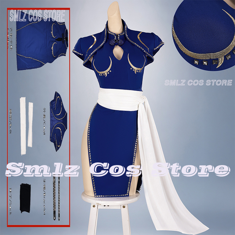 Blaues Chun-Li Cosplay-Kostüm  – Anime Cosplay Ladies Bewertung und Preis